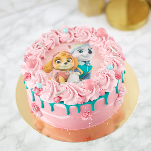 Pink Driptaart met Paw Patrol Logo