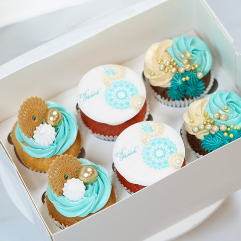 Eid Mubarak Cupcakes Goud / Turquoise